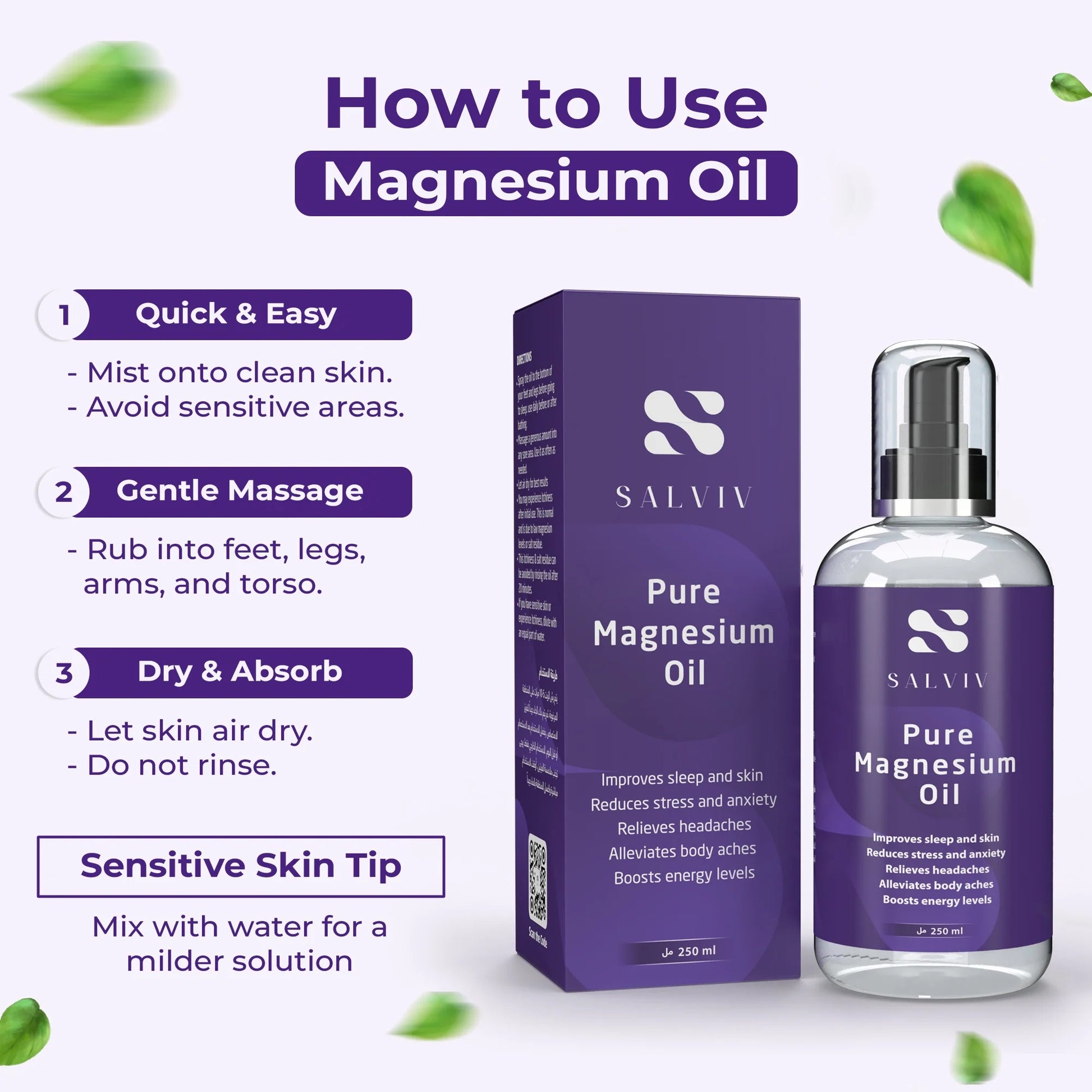 Salviv Pure Magnesium Oil 250ml | Topical Magnesium Spray for Muscle Relief and Sleep Support-3