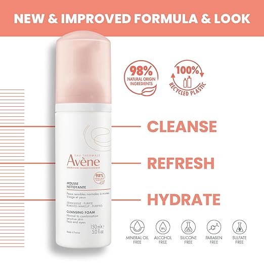Avene Cleansing Foam 150ML - Gentle Foam Cleanser for Soft, Fresh Skin- Mousse Nettoyante-3