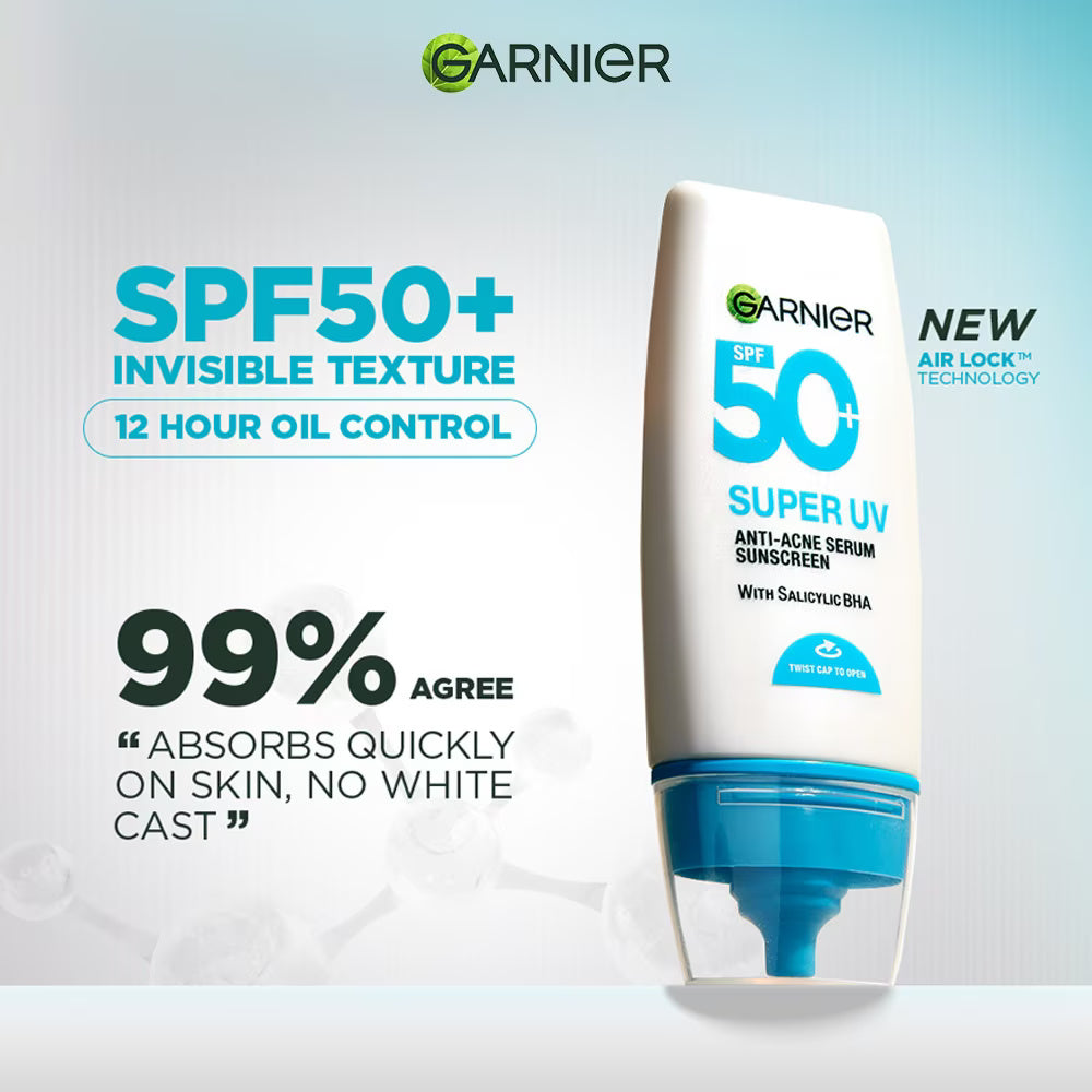 Garnier Super UV Anti-Acne Serum Sunscreen SPF50+ 30ml – Lightweight Daily Protection-3