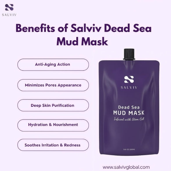 Salviv Dead Sea Mud Mask 250 ml with Stem Cell for Deep Cleansing and Skin Detox-2