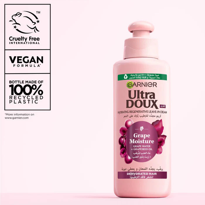Garnier Ultra Doux Grape Moisture Leave In 200ml Hydrating Shine Boost