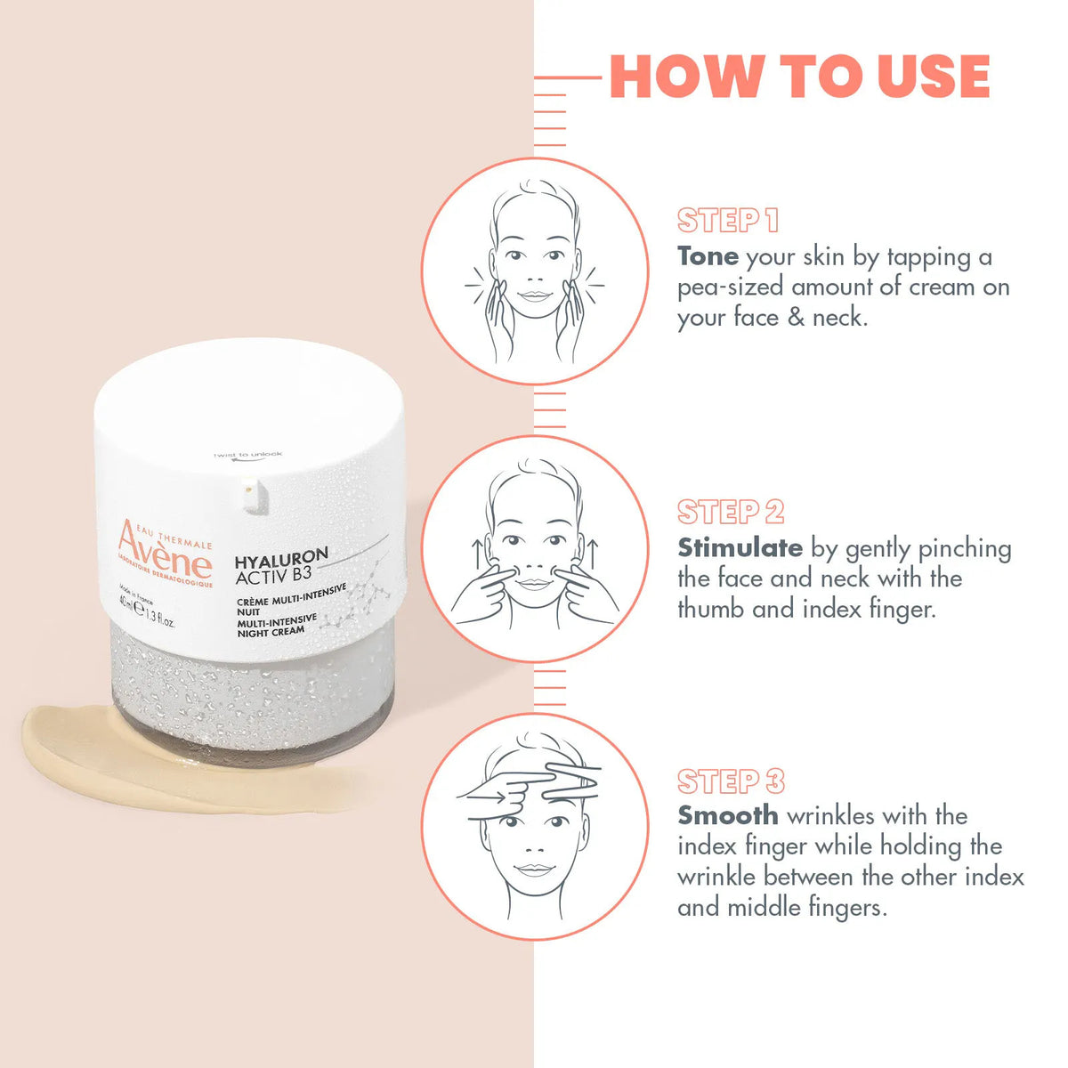 Avene Hyaluron Activ B3 Multi-Intensive Night Cream 40ML - Overnight Hydration and Anti-Aging Care-3