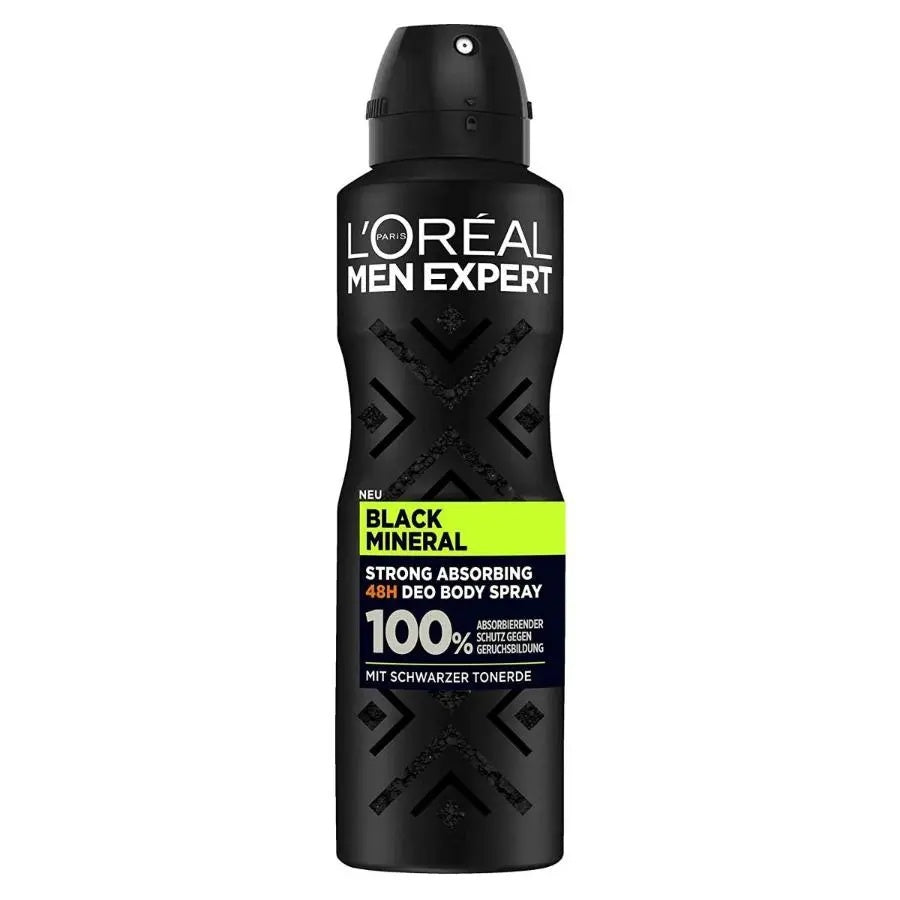 L'Oreal Paris Men Expert Black Mineral Deodorant Spray 150 ml – Charcoal Freshness & Protection-2