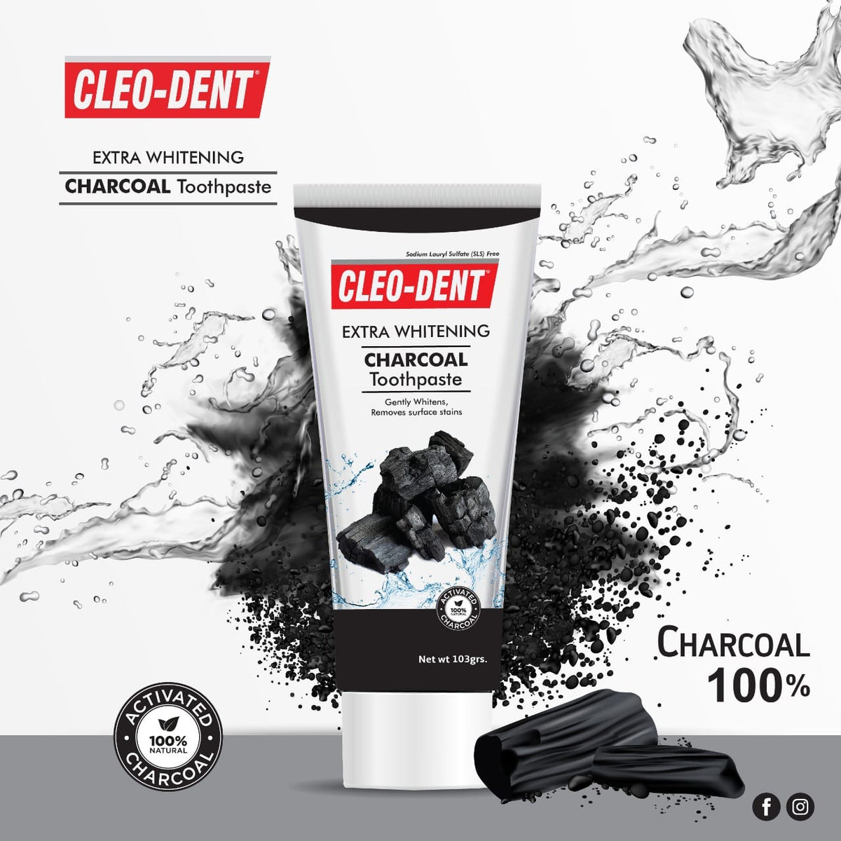 Cleo-Dent Extra Whitening Charcoal Toothpaste – Natural Teeth Whitening-3