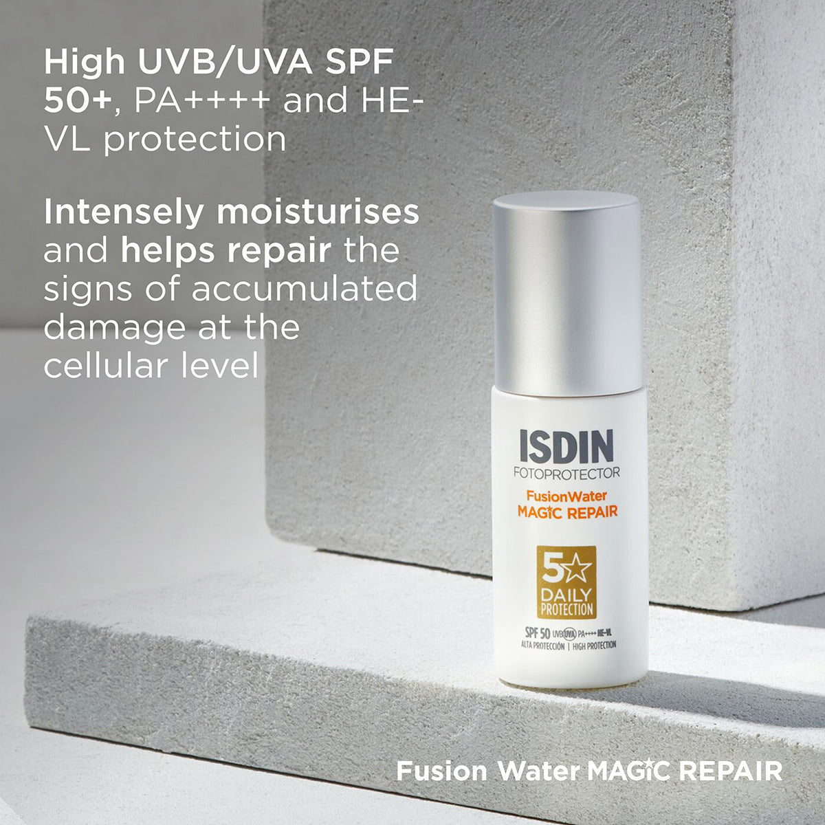 ISDIN Fusion Water MAGIC Repair SPF 50 50ml | High Protection Sunscreen for Skin Repair and UV Defense-5