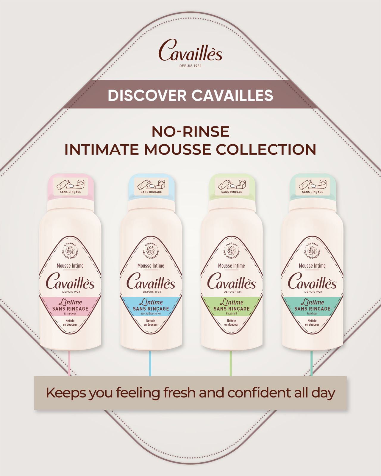 ROGE CAVAILLES Hydrating Intimate Foam 100ml – No-Rinse Cleansing Foam for Sensitive Intimate Areas-1