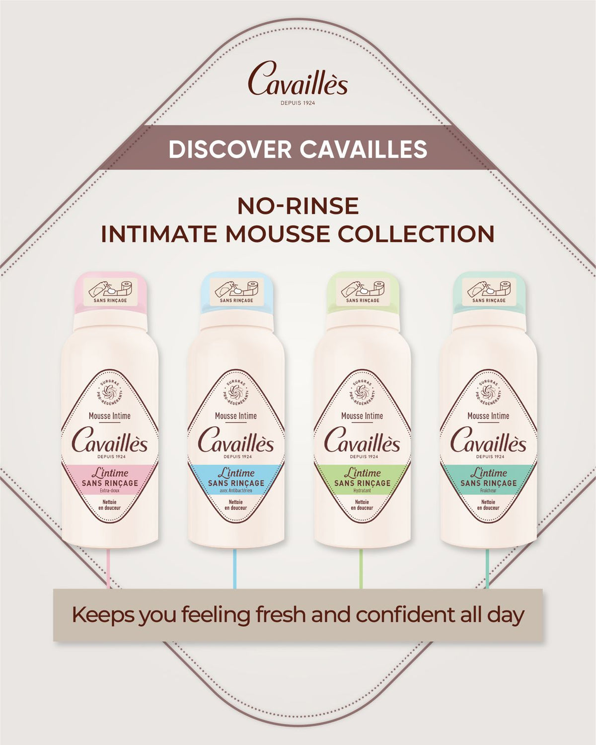ROGE CAVAILLES Hydrating Intimate Foam 100ml – No-Rinse Cleansing Foam for Sensitive Intimate Areas-1