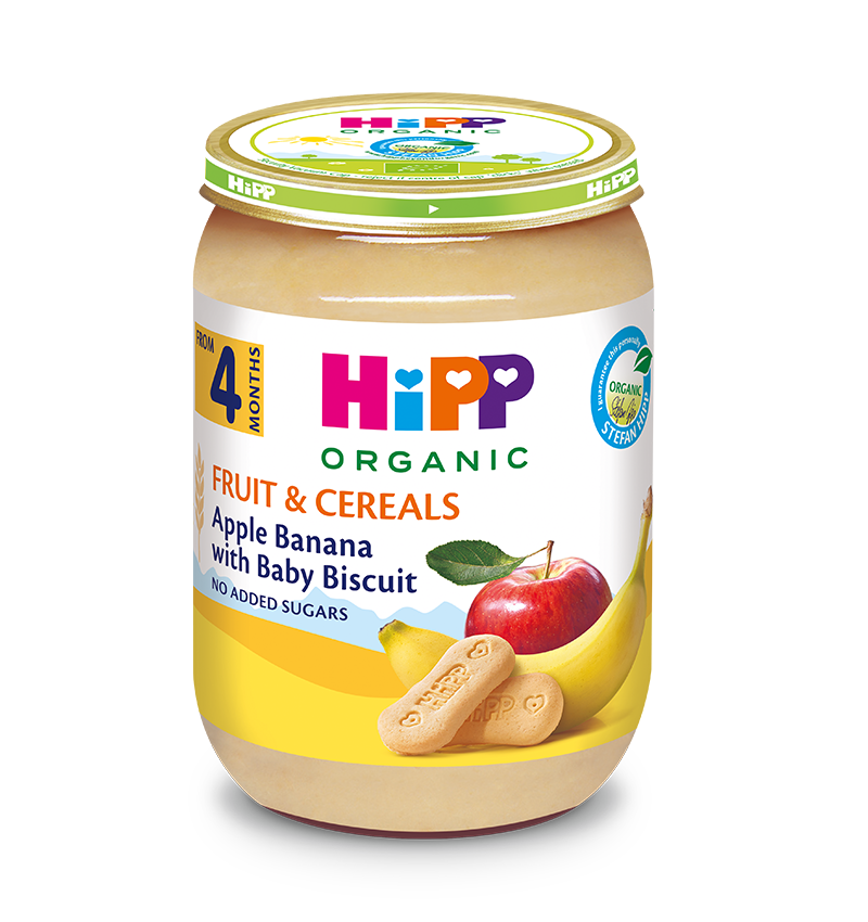HiPP Organic Fruit Cereals Apple Banana with Biscuits 190g – Organic Baby Meal (6M+)-1