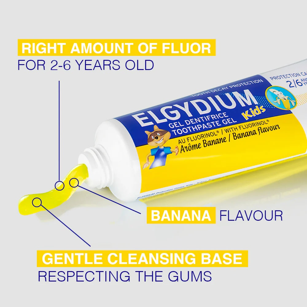Elgydium Kids Banana Toothpaste Ages 2 to 6 - Gentle Protection for Growing Smiles (50ml)-3