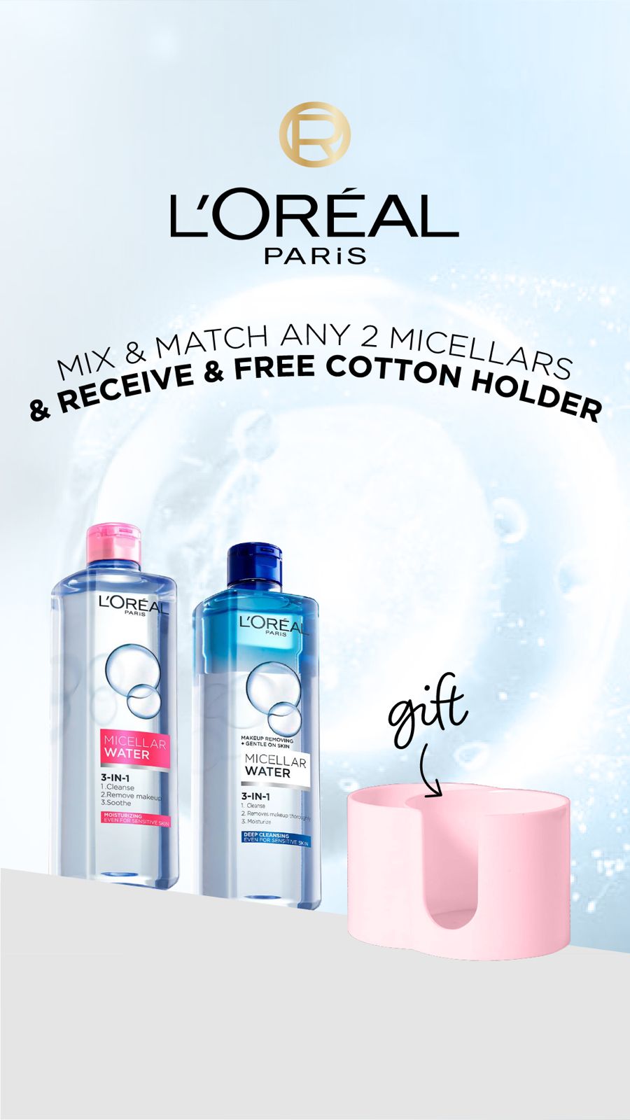 L'Oreal Micellar Waters Buy any 2 – Get a Free Cotton Holder-3