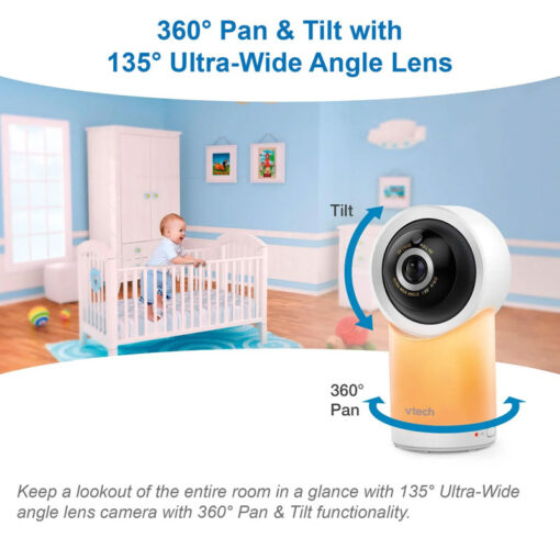 VTech 5" HD Video Baby Monitor with Smartphone App Pan-Tilt Zoom Night Light and 12-Hour Battery-2