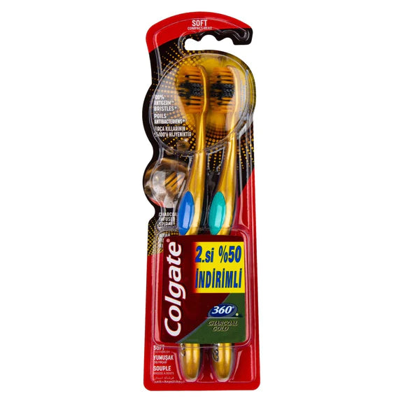 Colgate 360 Charcoal Gold Black Soft Toothbrush Multipack-1