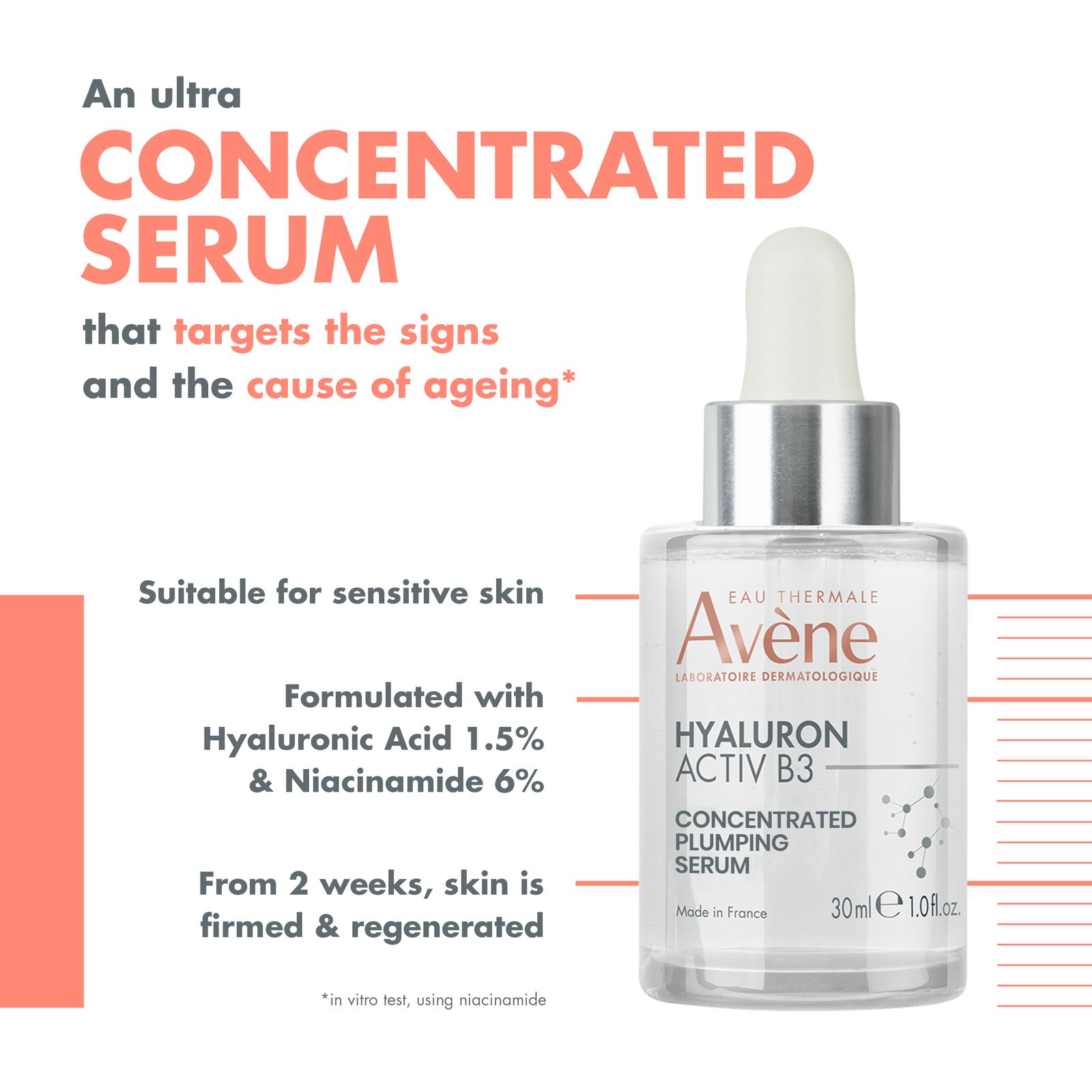Avene Hyaluron Activ B3 Concentrated Plumping Serum 30ML - Intensive Hydration and Anti-Aging Treatment (Add on 10 ml Serum Gift)-3
