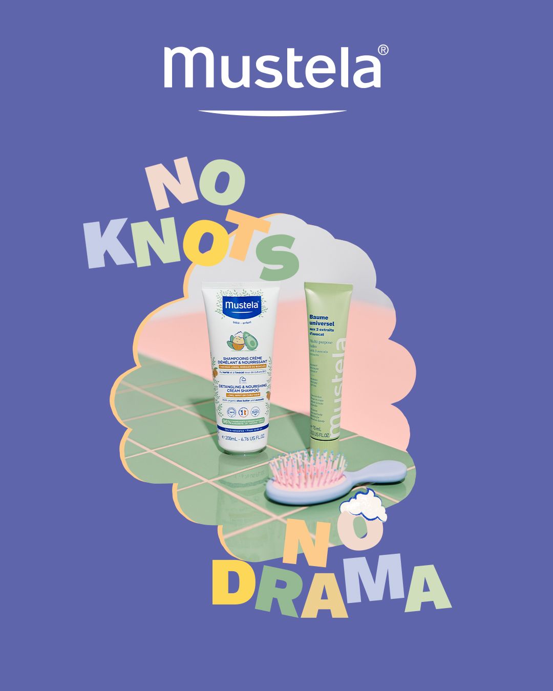 Mustela Detangling & Nourishing Cream Shampoo for Long Curly or Wavy Hair-3