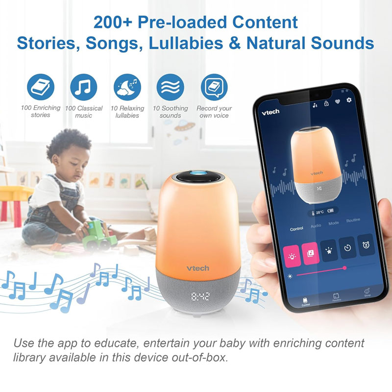 VTech Smart Soothing Sound and Light Machine with App Control Lullabies Stories and Sleep Timer-2