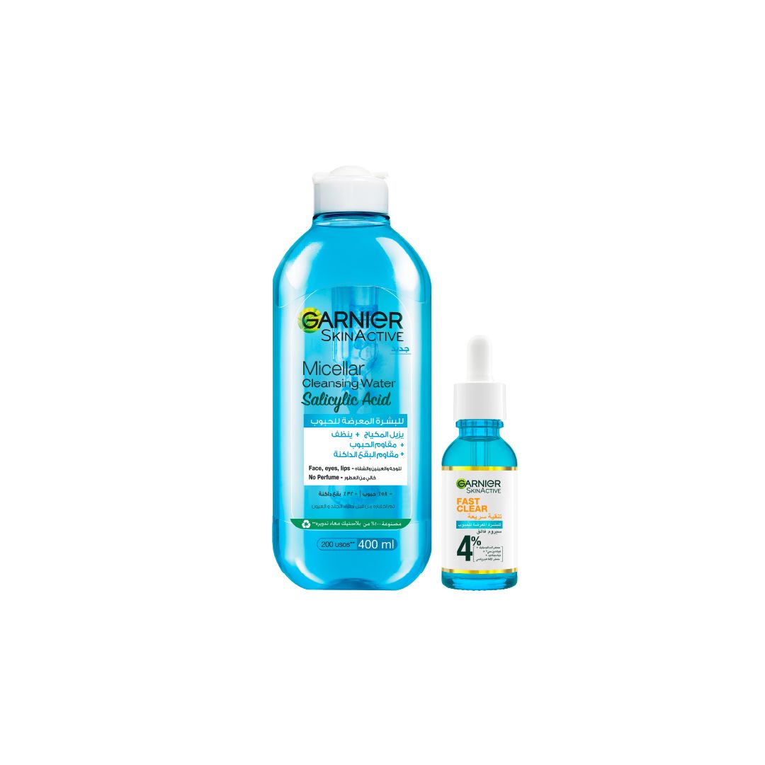 Garnier Micellar Cleansing Water Salicylic Acid 400ml + Fast Clear Serum 20% Off Ramadan Offer-1