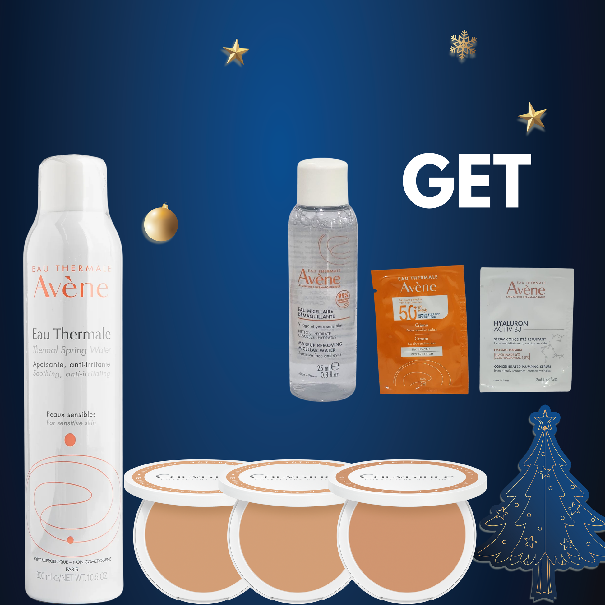 Avene Eau Thermale Spray 300ml  with Couvrance Powder Bundle Free Micellar Water, Activ B3-2