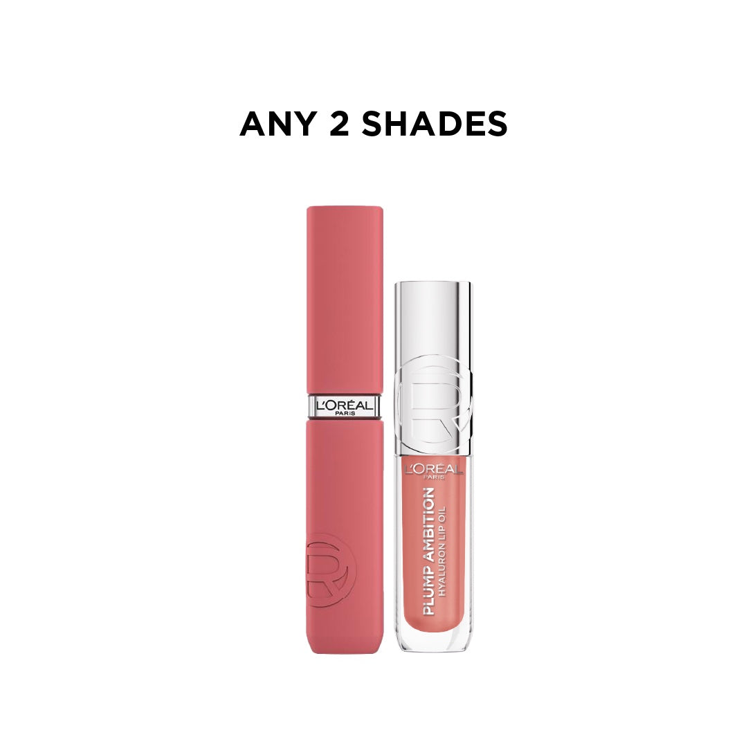 L’Oreal Paris Matte Resistance Lipstick + Plump Ambition Hyaluronic Lip Oil – Any 2 Shades 25% Off-1