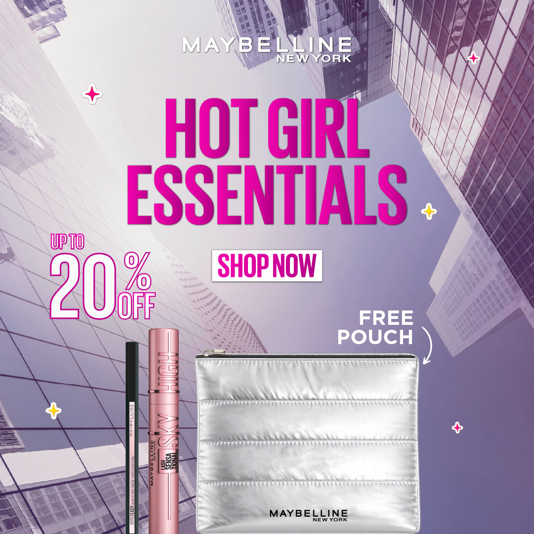Maybelline Hyper Easy Eyeliner and Firework Mascara Get 20% OFF + a Free Silver Pouch