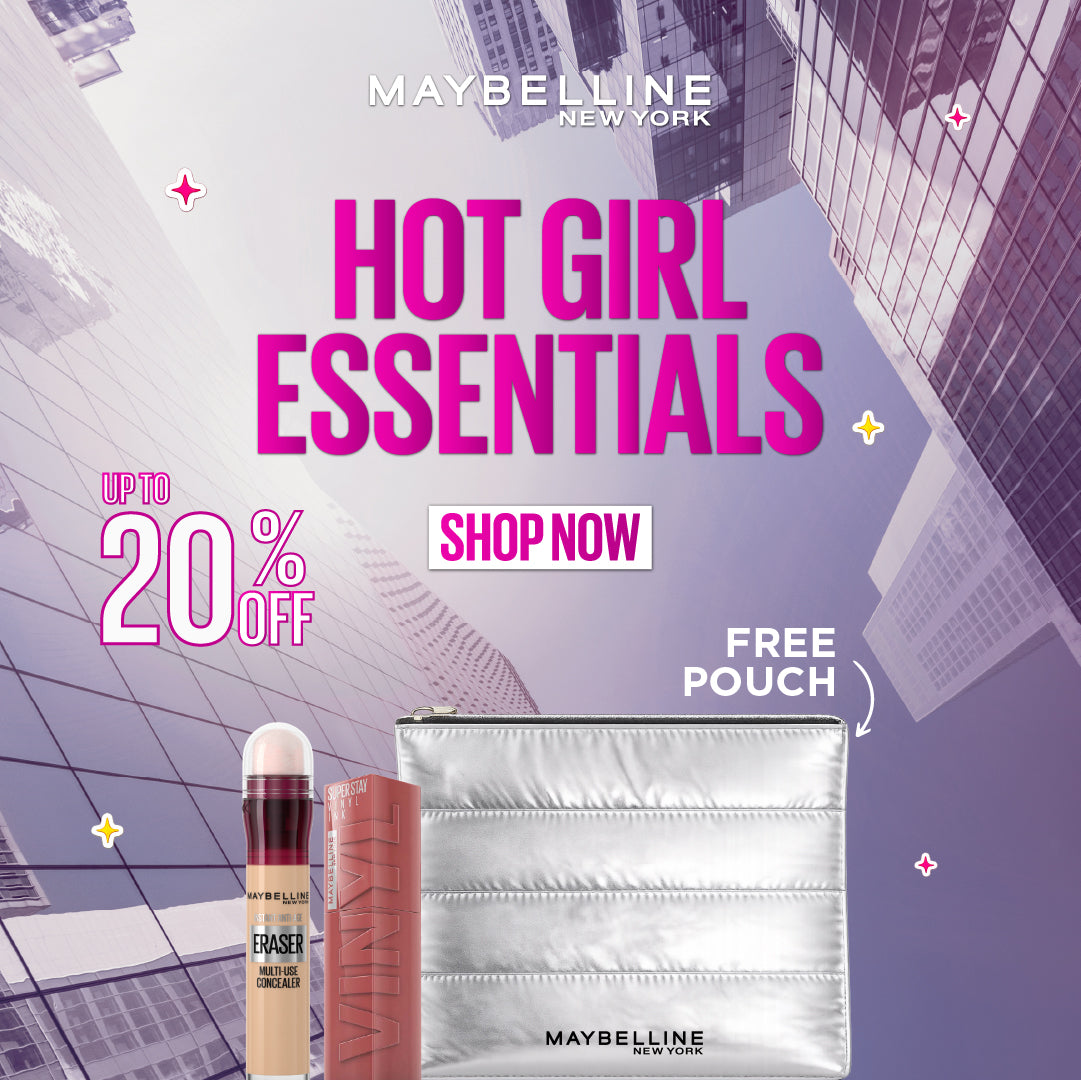 Maybelline Instant Anti-age Eraser Concealer and Maybelline Vinyl Ink Super Stay and Get 20% off and Free Silver Pouch