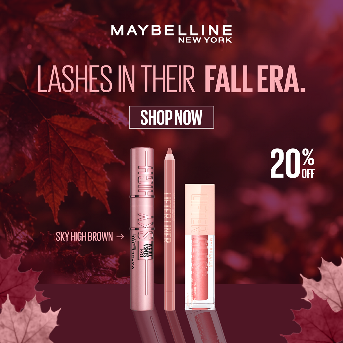 Maybelline Lash Sensational Sky High Mascara + Lifter Liner + Lifter Gloss – Get 20% Off