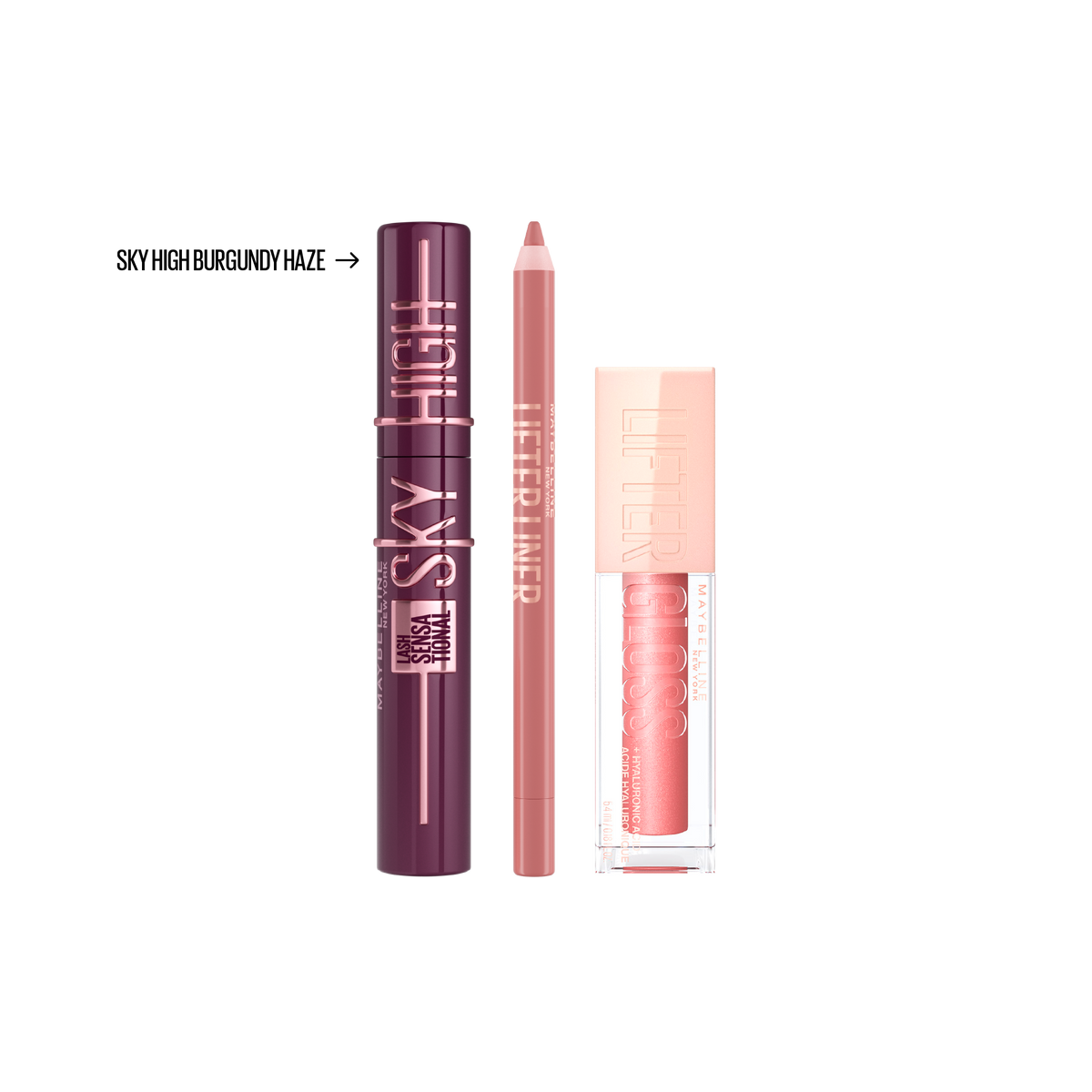 Maybelline Sky High Mascara Burgundy Haze+ Lifter Liner + Lifter Gloss – Get 20% Off