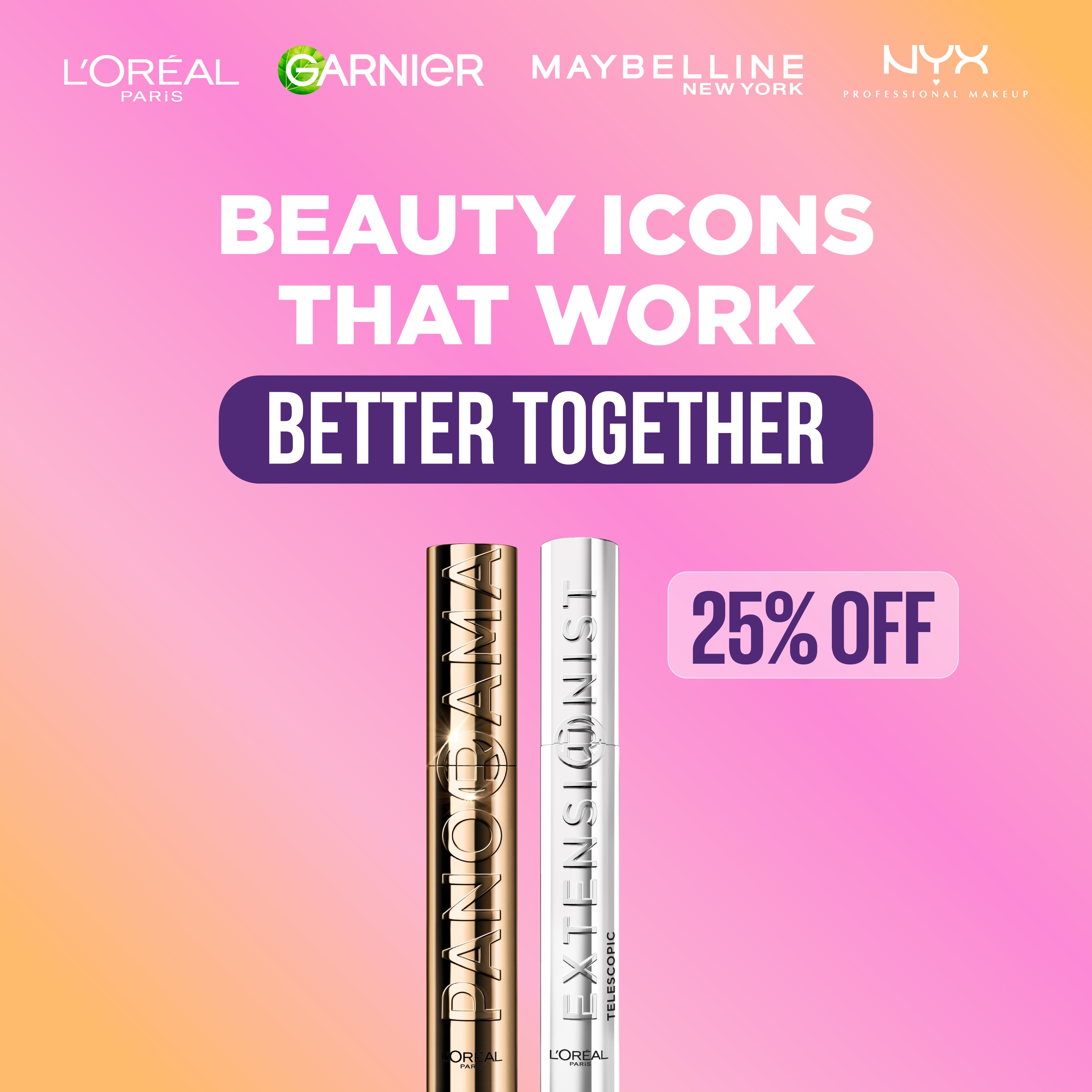 L'Oreal Paris Panorama Mascara + Telescopic Lift Mascara Get 25% Off