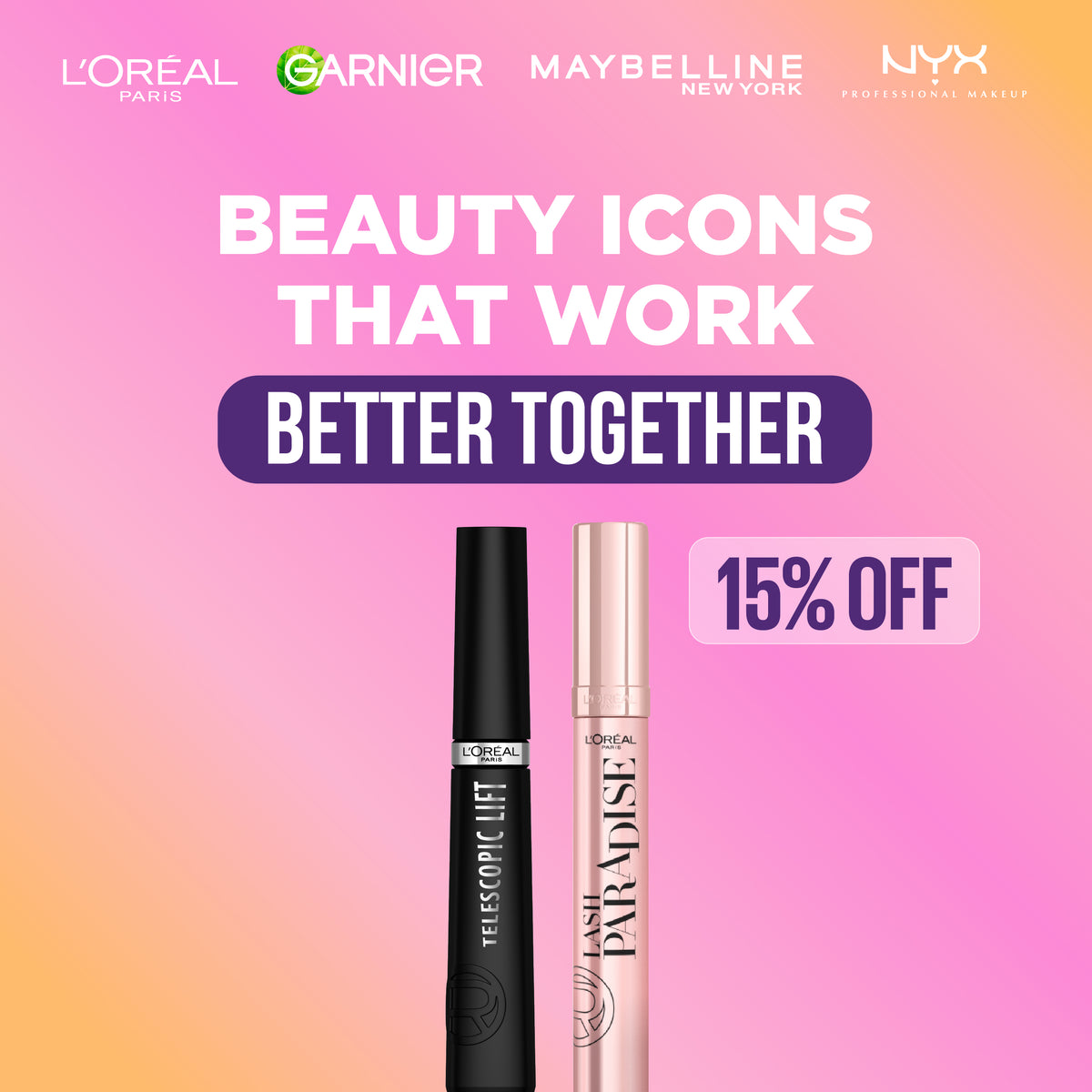 L'Oreal Paris Telescopic Lift Mascara + Lash Paradise Mascara Get 15% Off