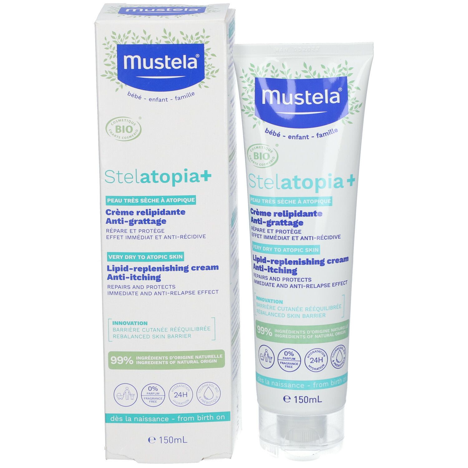 Mustela Stelatopia+ Anti-Itching Lipid-Replenishing Cream 150ml for Very Dry Atopic Skin