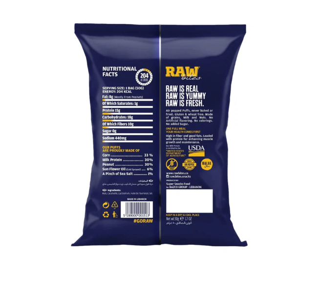 RawBites Peanut Butter Protein Puffs 50g – Healthy Plant Based Protein Snack