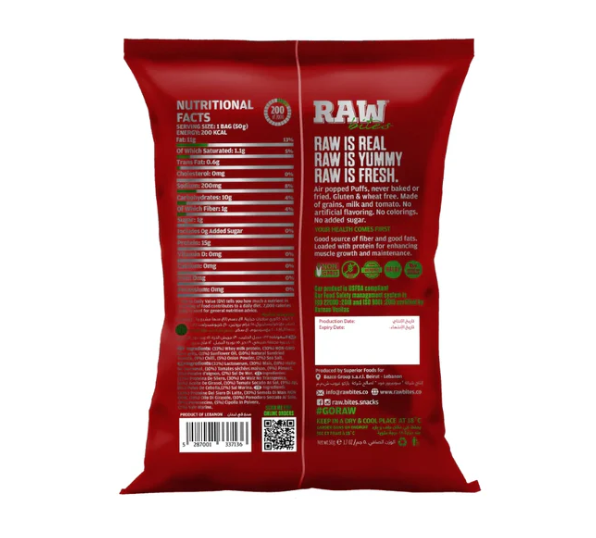 RawBites Sundried Tomato & Chili Protein Puffs 50g – Savory Plant Based Protein Snack