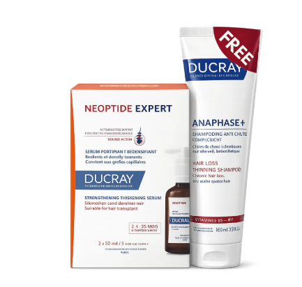Ducray Neoptide Expert Strengthening Thickening Serum 2 × 50ml + Ducray Anaphase Anti-Hair Loss Shampoo 100ml Free – Hair Strengthening Set