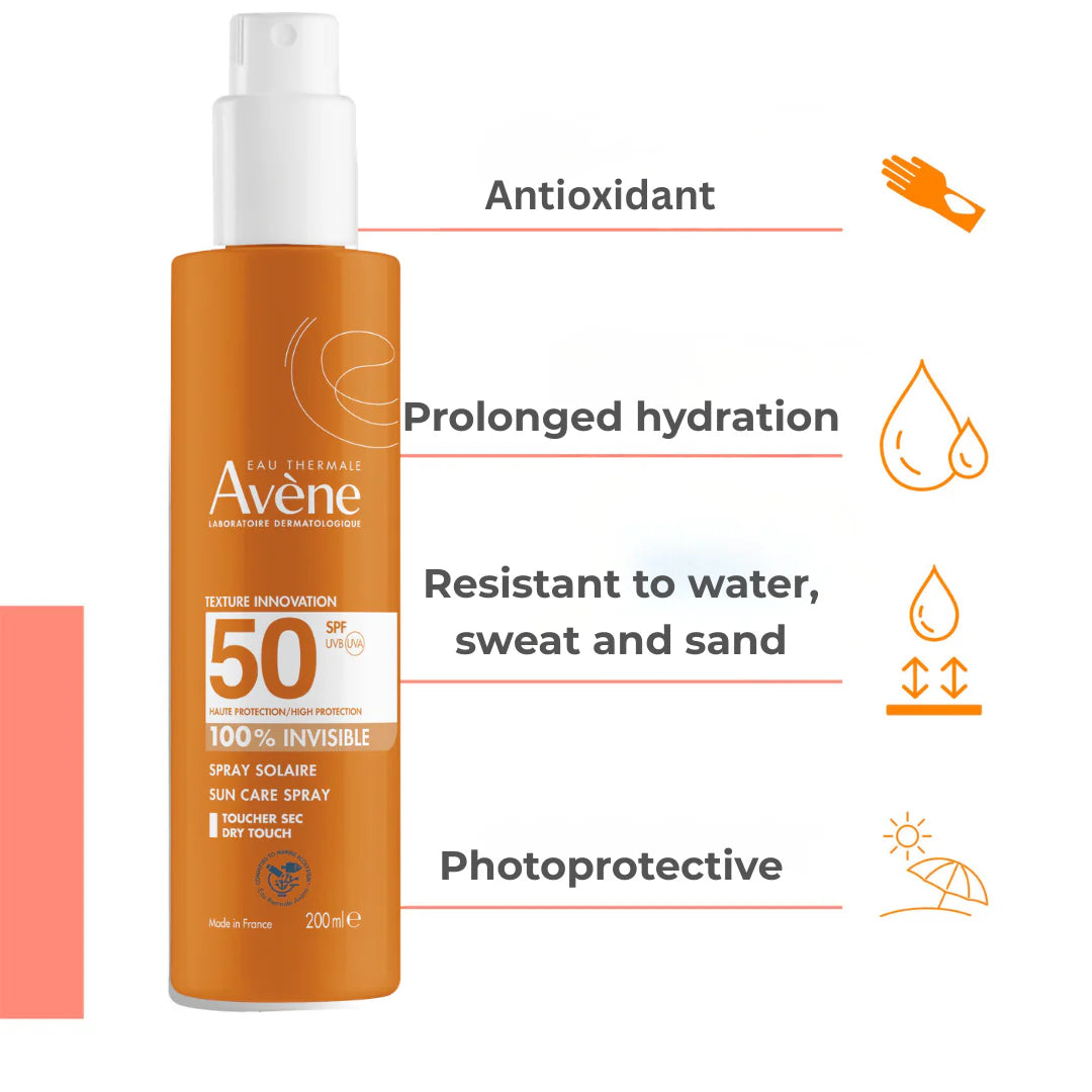 Avene Sunscreen Spray SPF50+ 200ml & Thermal Spring Water Bundle