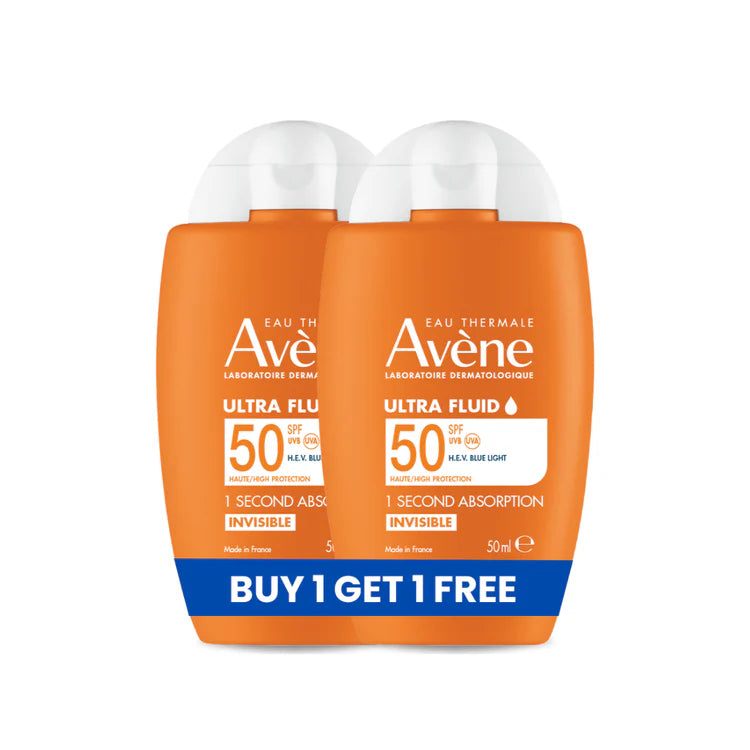 Avene Ultra Fluid Invisible SPF 50+ Sunscreen Buy 1 Get 1 Free Offer