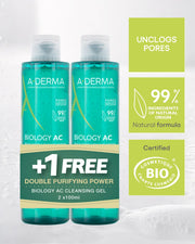 Aderma Biology AC Cleansing Gel 2x100ml Buy 1 Get 1 Free Purifying Acne Cleanser