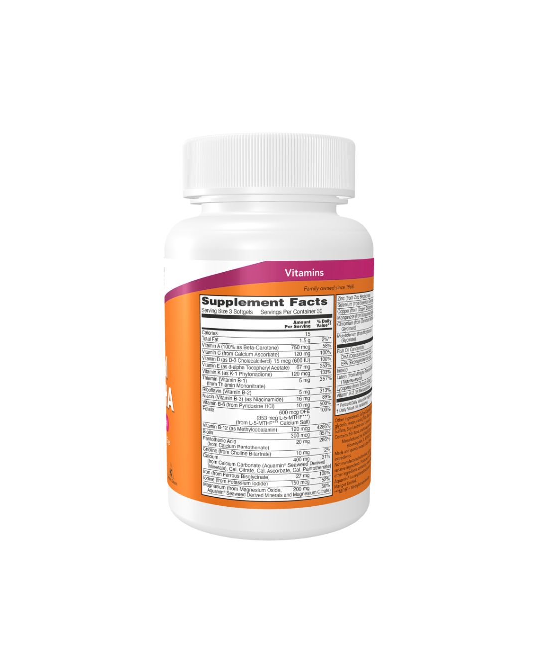 NOW Prenatal Multivitamin & Mineral with DHA 90 Softgels