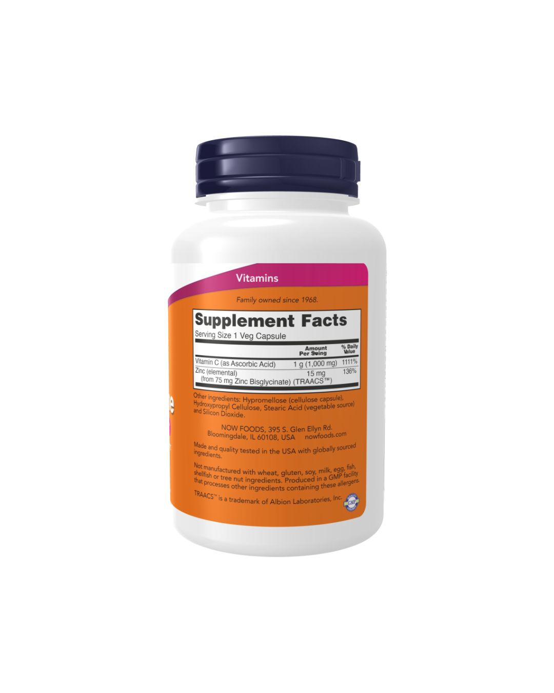 NOW C-1000 Zinc Immune 90 Veg Capsules