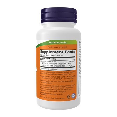 NOW Ashwagandha 450 mg Standardized Extract 90 Veg Capsules