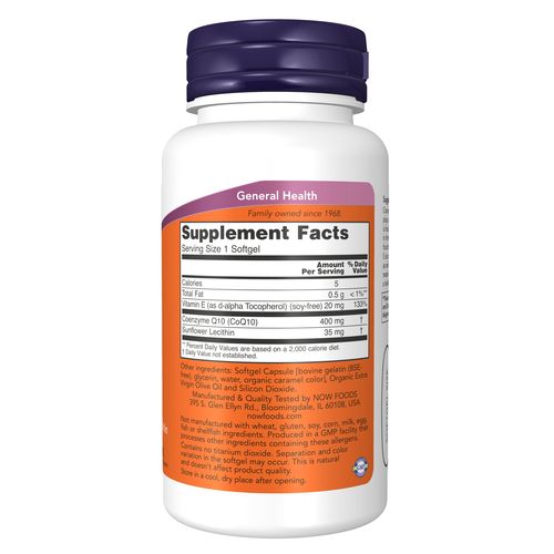 NOW CoQ10 400 mg High Potency with Vitamin E 30 Softgels