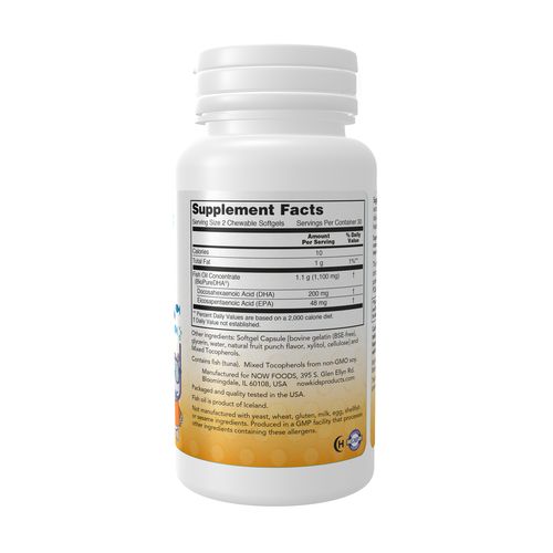 NOW Kids DHA Fish Oil Chewables 60 Chewable Softgels