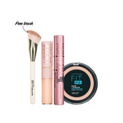 Maybelline Fit Me Matte + Poreless Powder + Maybelline Lash Sensational Sky High Mascara + Maybelline Lifter Full Coverage Serum Concealer Get Free Brush Gift Set
