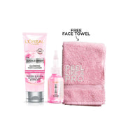 L'Oreal Paris Glycolic Bright Glowing Foam Cleanser + Glycolic Bright Anti-Dark Spot Exfoliant Peel Get Free Face Towel Set