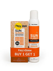 FrezyDerm Sun Screen Mousse Face & Body 200ml + FrezyDerm Sun Screen On The Move SPF50 75ml Free