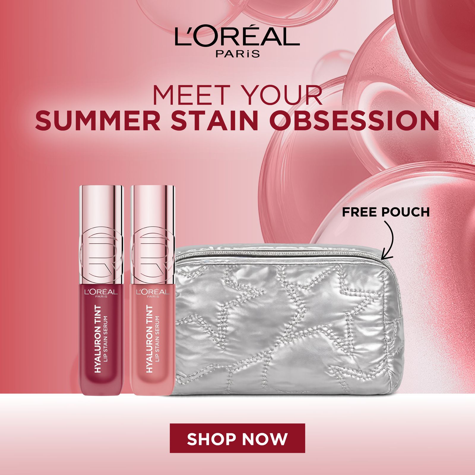 L’Oreal Paris Hyaluron Tint Lip Stain Serum + L’Oreal Paris Hyaluron Tint Lip Stain Serum +Get Free Travel Pouch Free