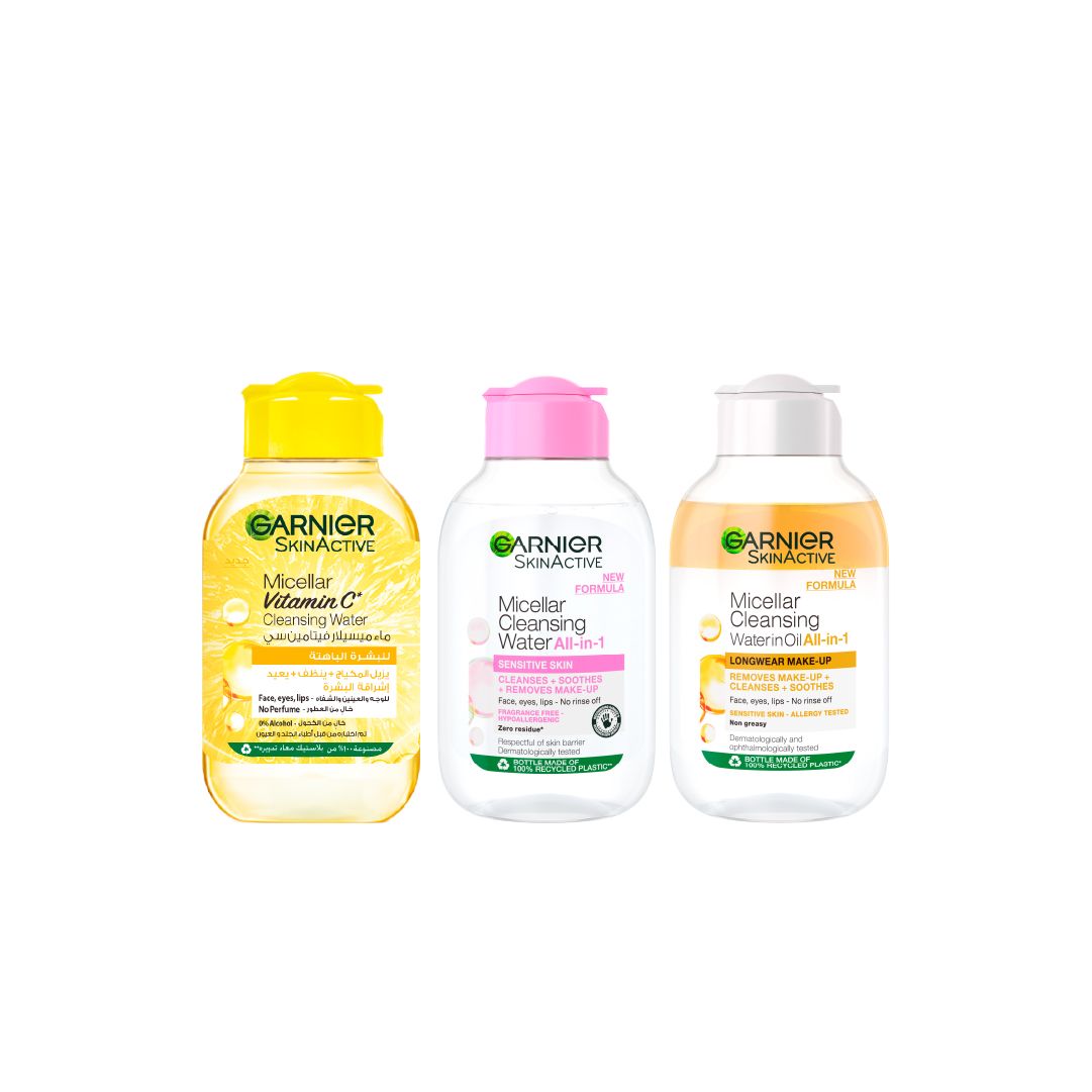 Garnier Micellar Water Trio 100ml Each – Classic, Sensitive, Water-in-Oil