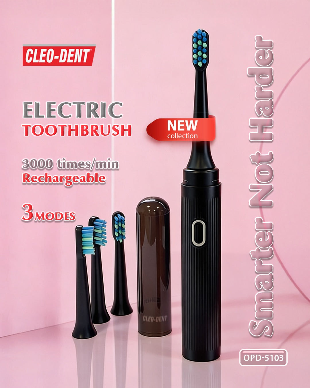 Cleo-Dent Electric Toothbrush – 3 Modes, 30,000 Vibrations/Min
