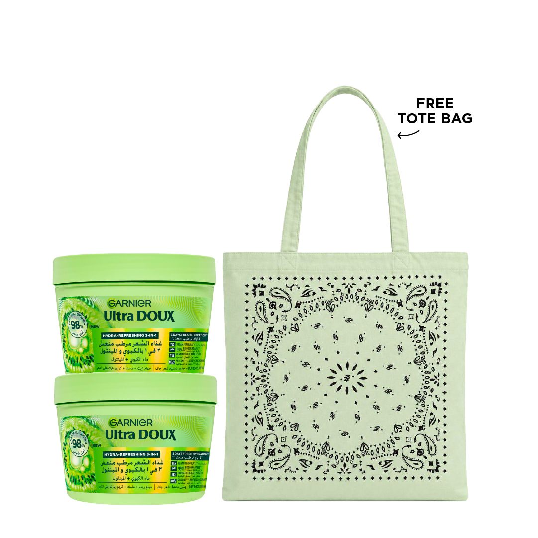 Garnier Ultra Doux Hydra-Refreshing 3-in-1 Hair Mask x2 +Get Free Tote Bag
