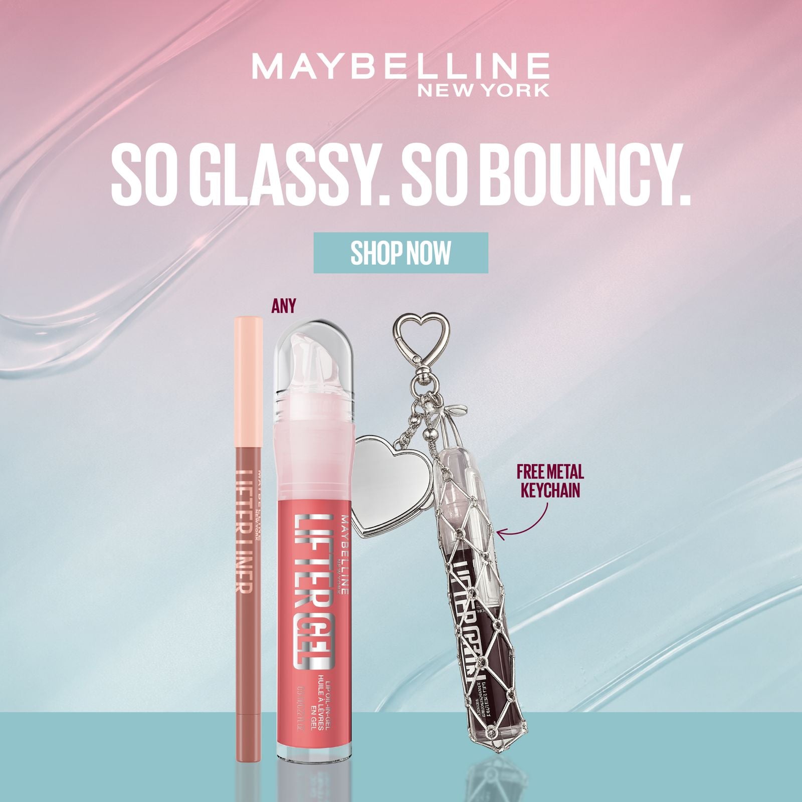 Maybelline Lifter Gloss with Hyaluronic Acid and Lifter Liner Set with FREE Metal Keychain