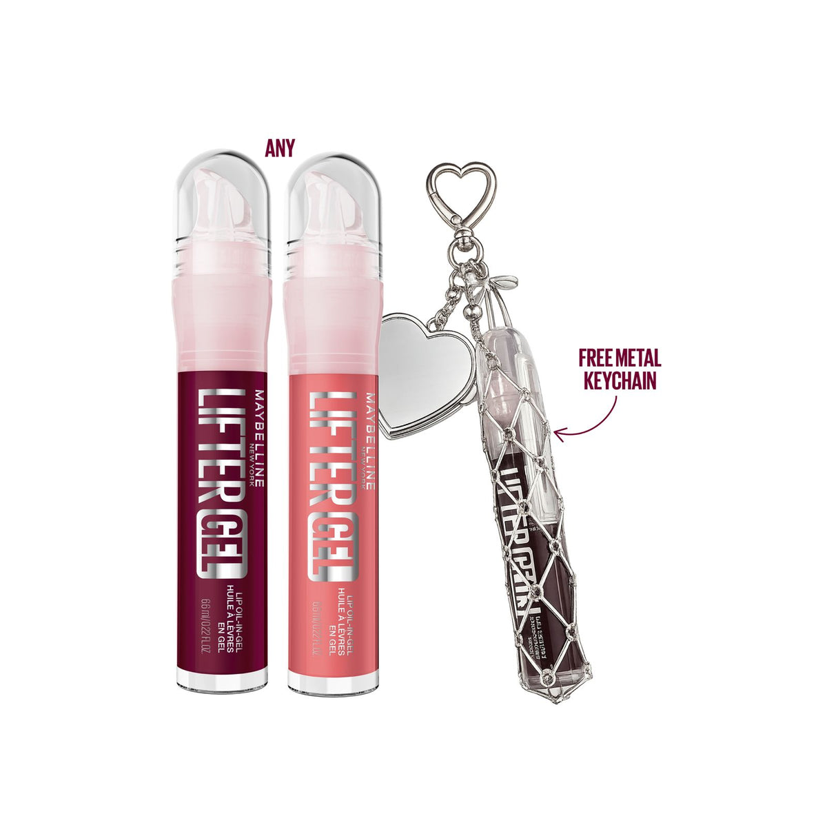 Maybelline Lifter Gloss with Hyaluronic Acid Duo with FREE Metal Keychain