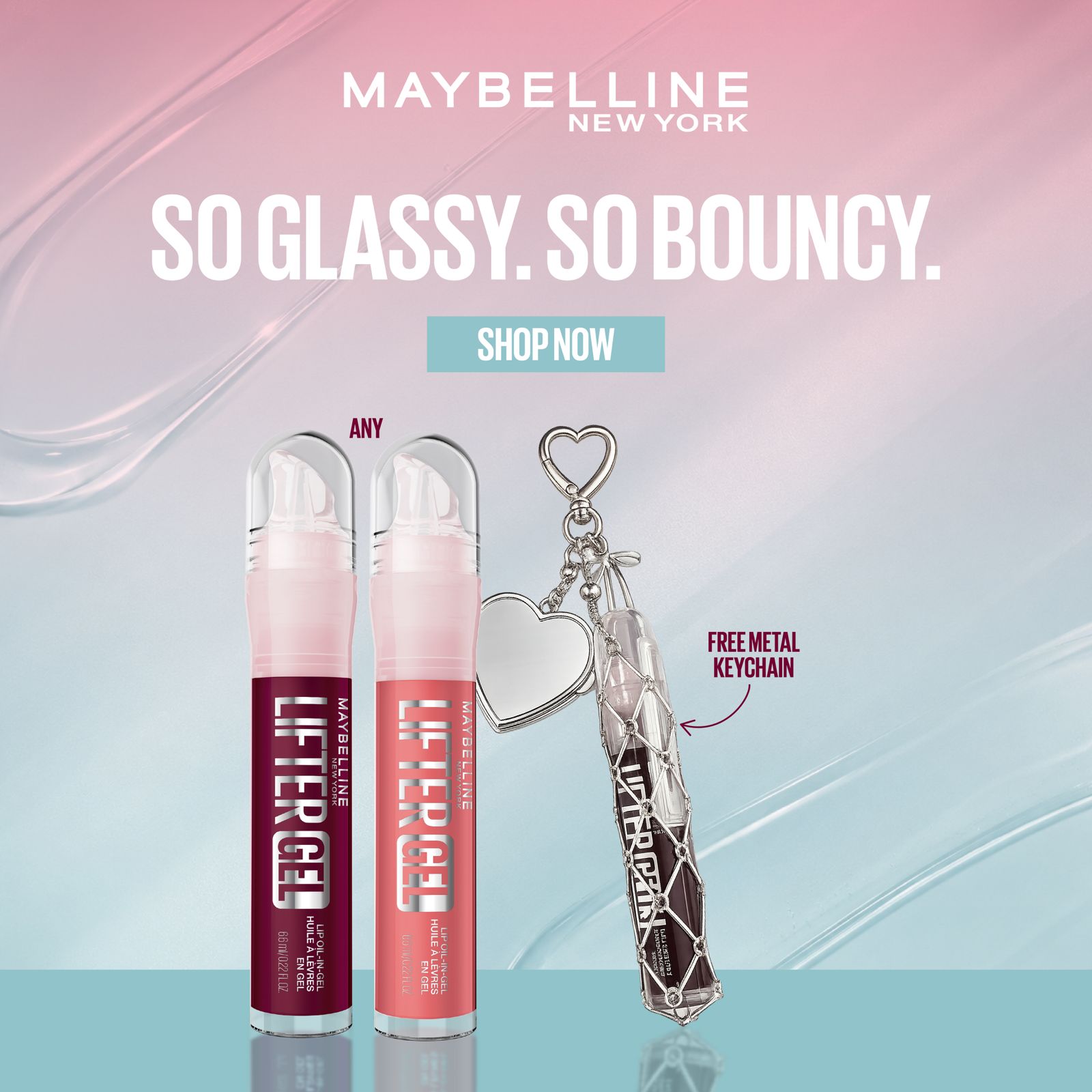 Maybelline Lifter Gloss with Hyaluronic Acid Duo with FREE Metal Keychain